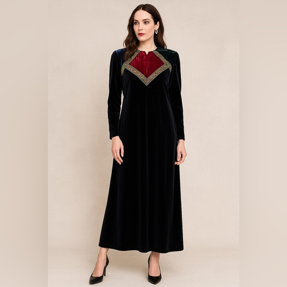 Kathleen Usherwood for Periphery Dresses & Skirts - Vintage Kathleen Usherwood for Periphery Velvet Maxi Dress M USA Boho Glam